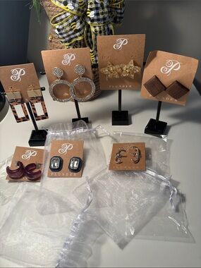 Plunder Mixed Earrings Set — Gold, Brown, Clear, Purple 7 sets